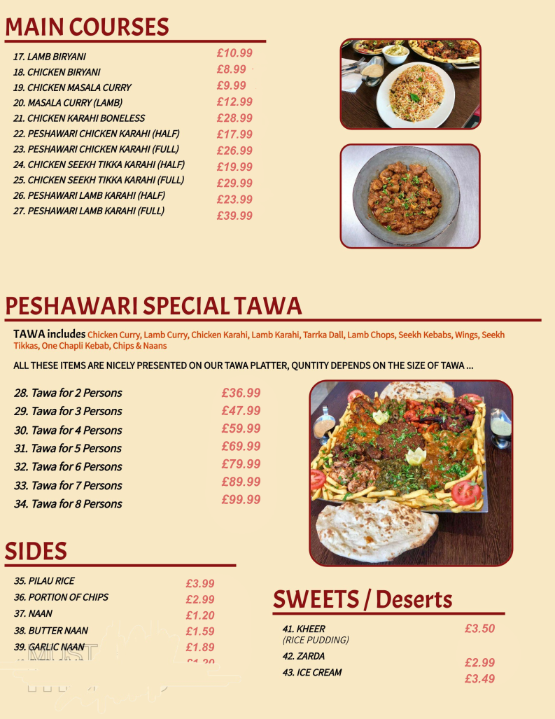 Taste of Peshawar Menu - Image 1